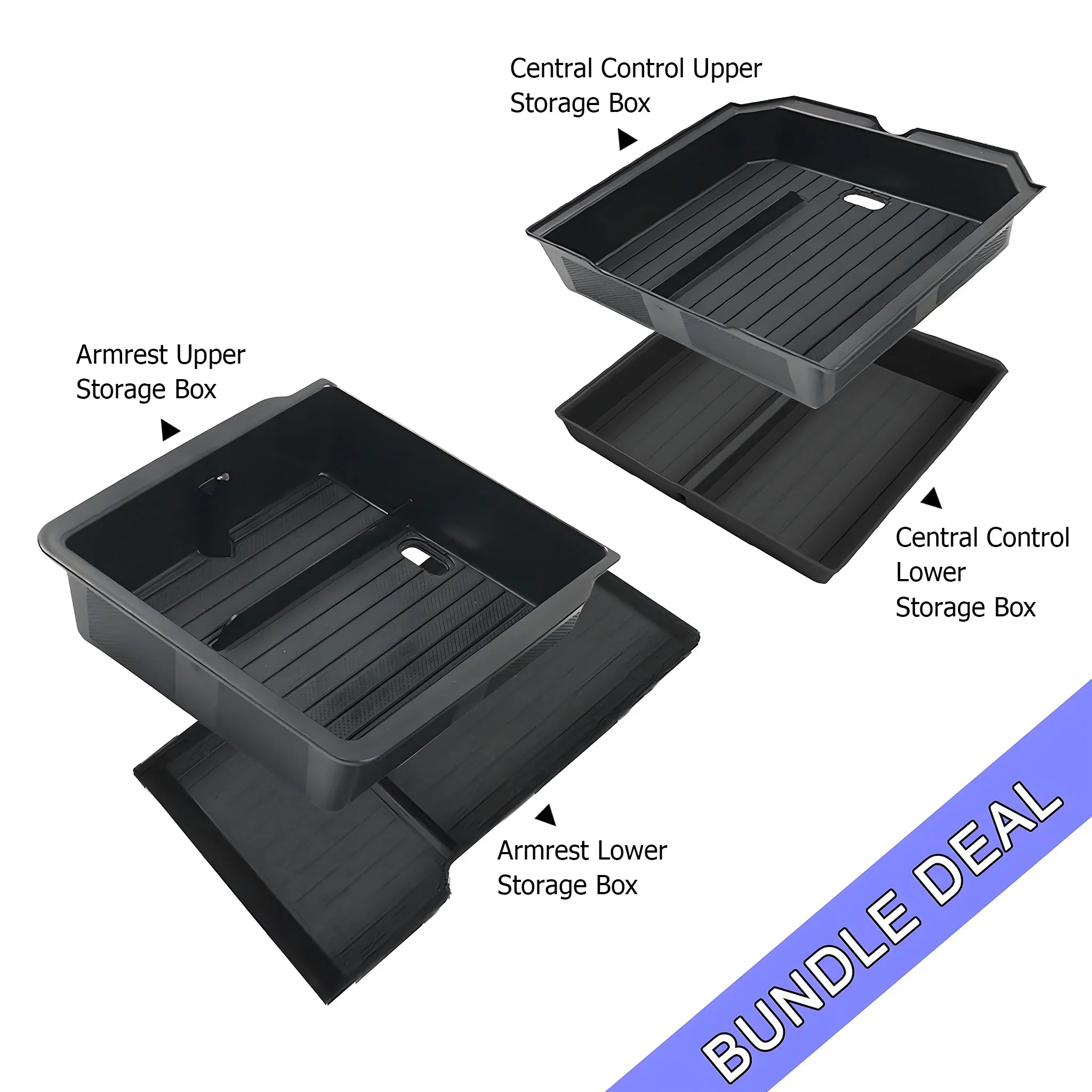 Bundle:2024+ Model 3 & 2025+ Model Y Center Console Organizer Storage Box Set 4 PCS
