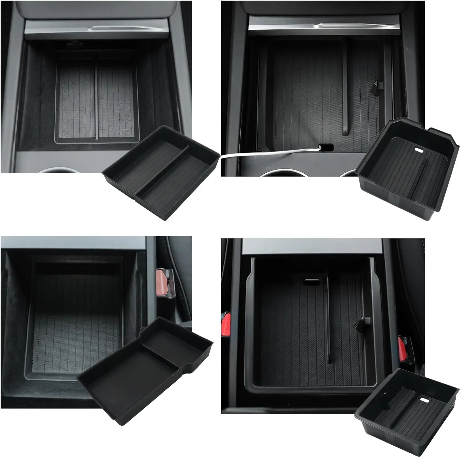 Bundle:2024+ Model 3 & 2025+ Model Y Center Console Organizer Storage Box Set 4 PCS