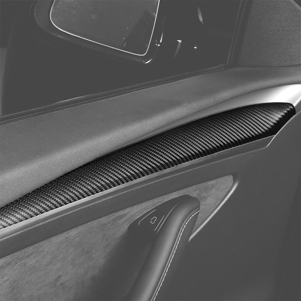 Tesla Model 3/Y Carbon Fiber Front Door Trim Covers – Premium Real Dry Carbon Fiber Interior Upgrade Kit