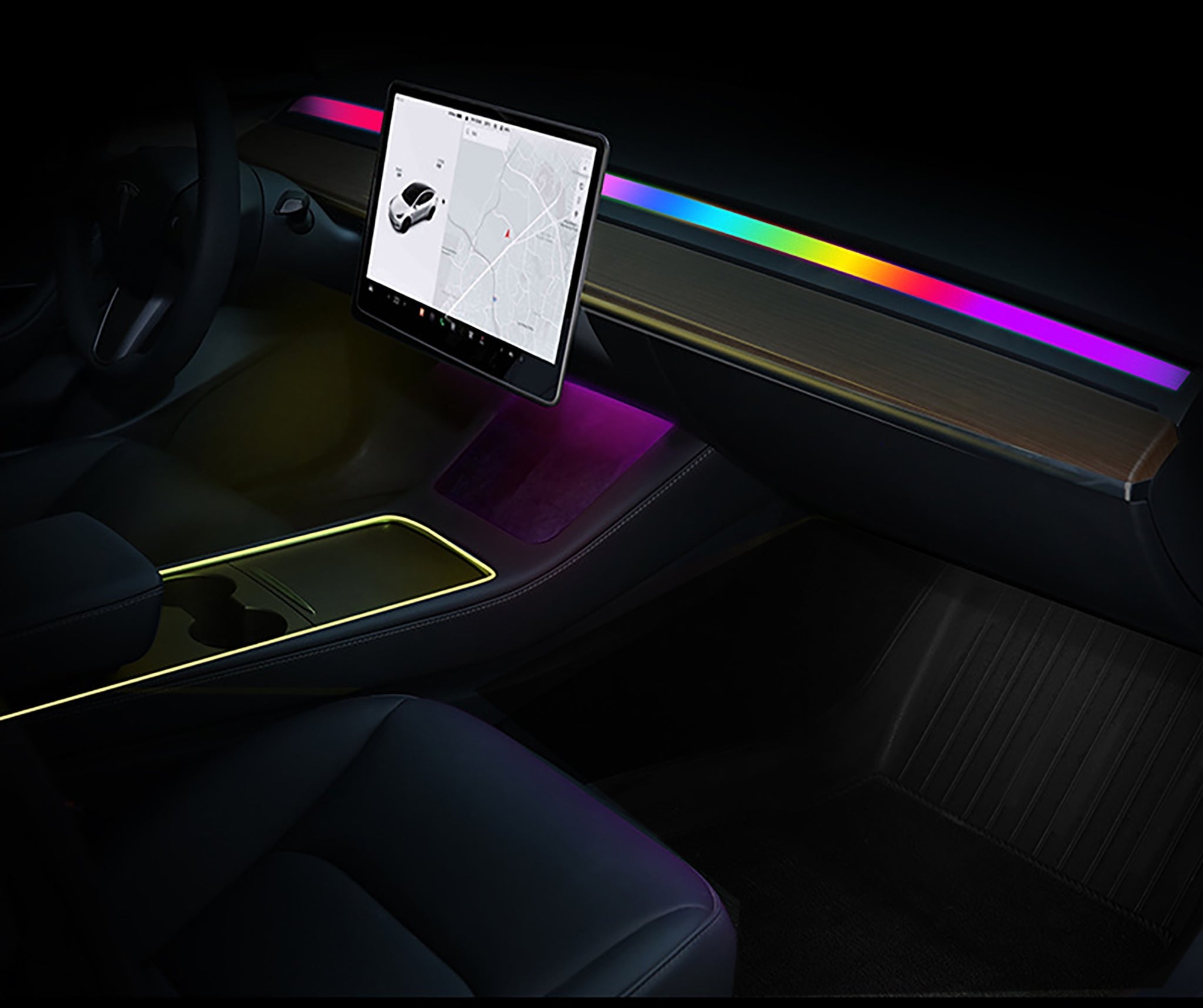 Neon Ambient LED Lighting For Tesla Model Y/3