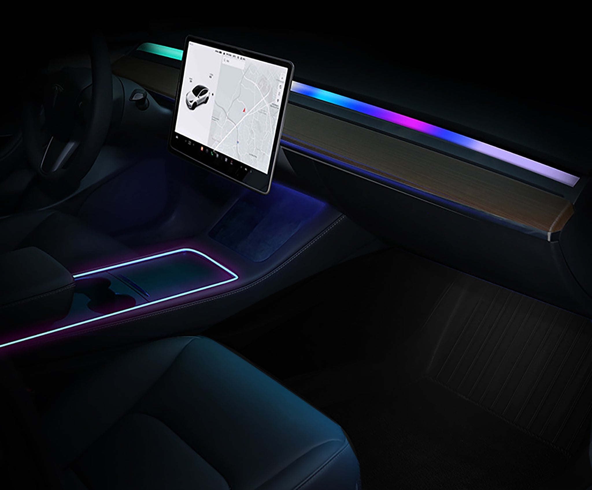 Neon Ambient LED Lighting For Tesla Model Y/3