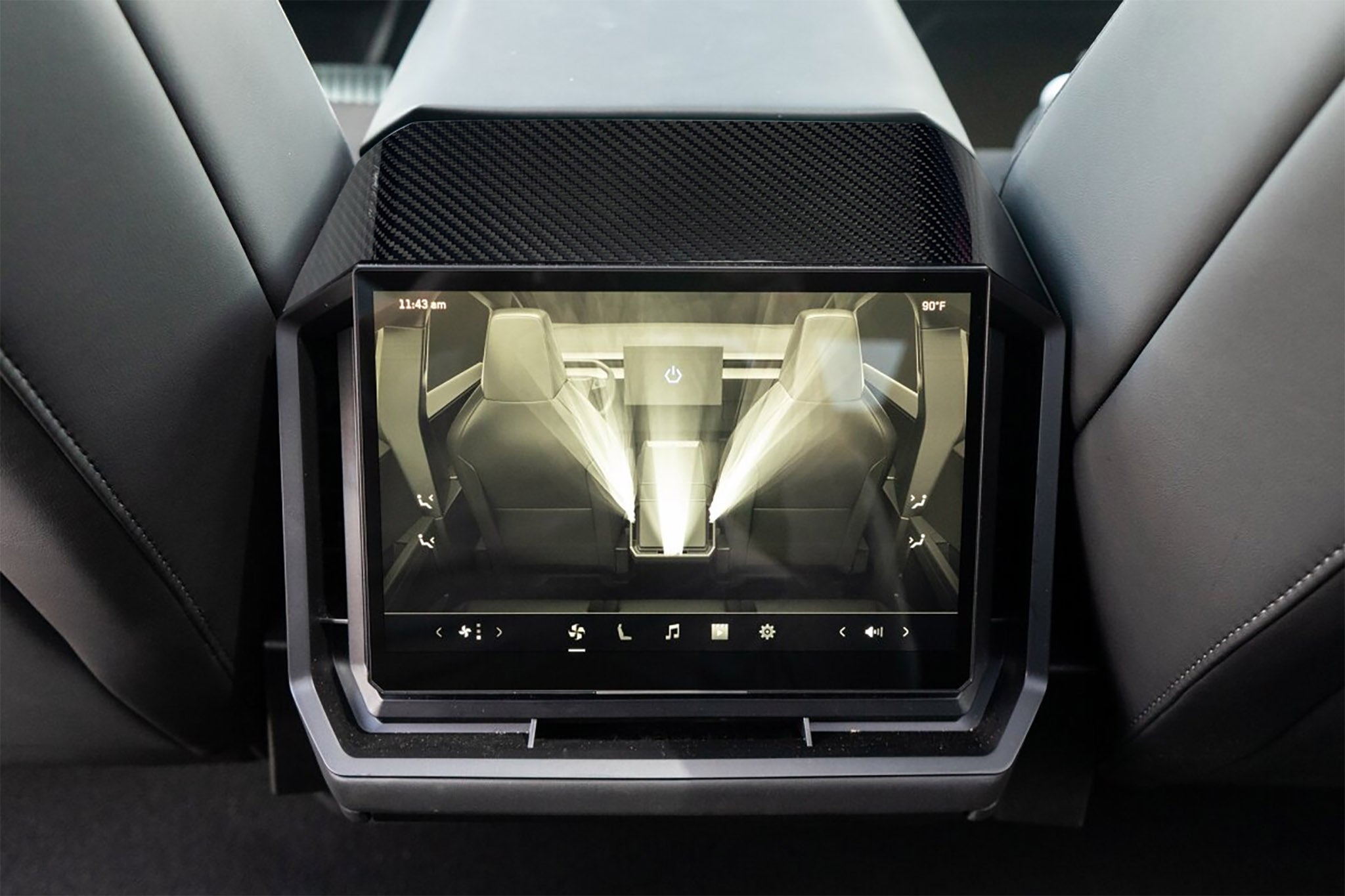 Real Carbon Fiber Armrest Cover & Rear Screen Frame Cover for Tesla Cybertruck (2 Pcs)