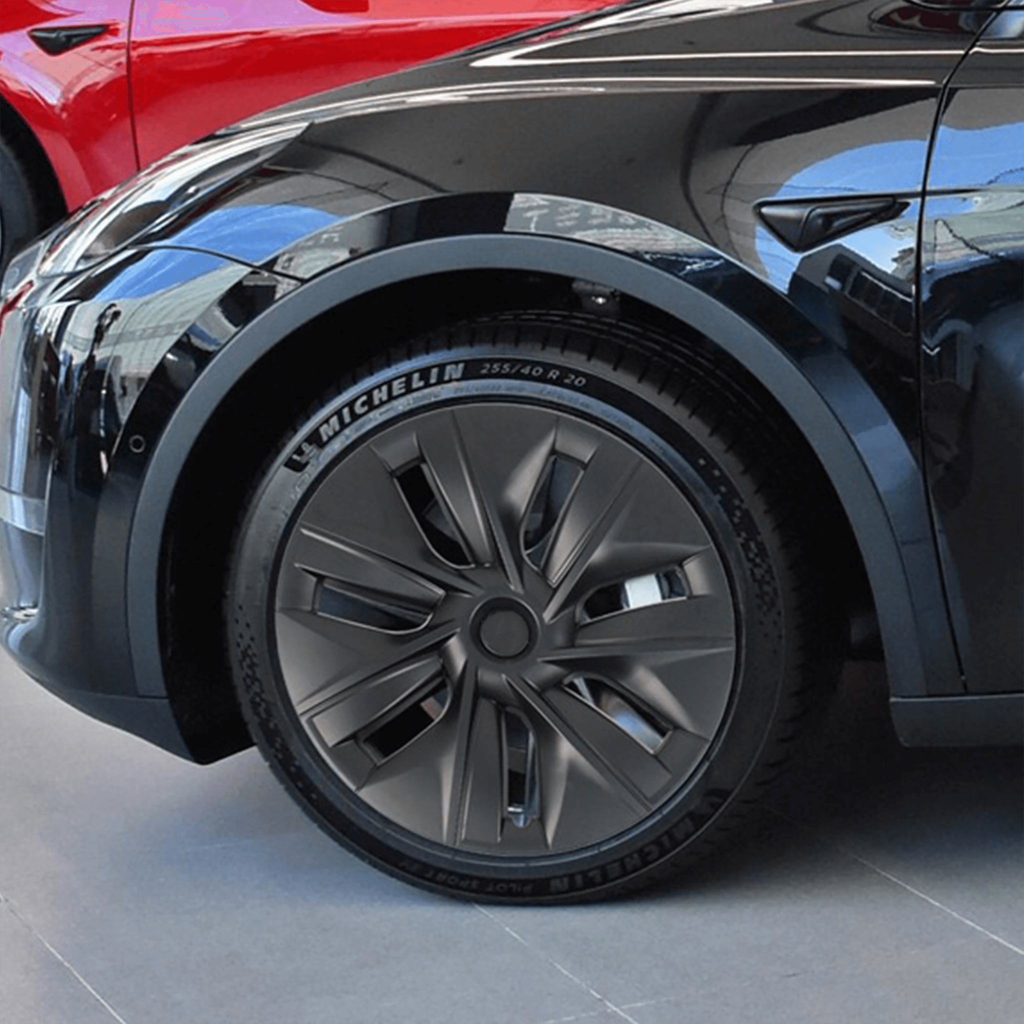 Tesla Model Y 19 Inch Gemini Wheel Cover Matte Black Hubcaps (4 Pcs Set) Curb Rash Protection