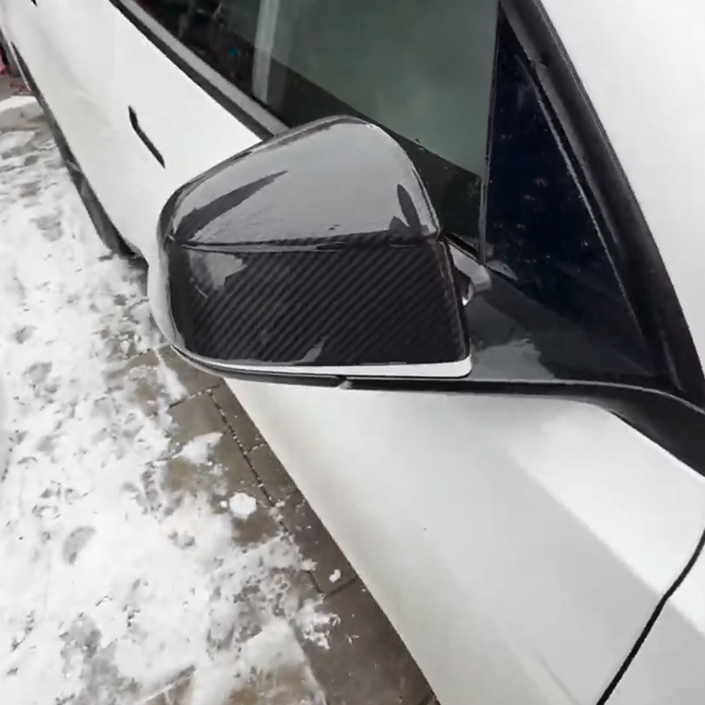 Tesla Model Y & 2025+ Juniper Edition Carbon Fiber Mirror Caps | Sleek Racing Design | Glossy/Matte Finish